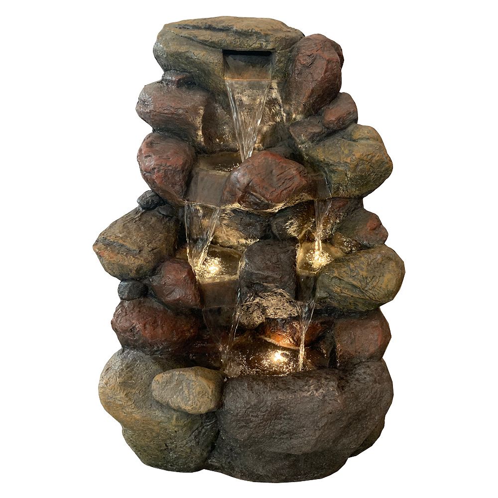 Angelo Décor 22.5inch River Rock Fountain, includes energy efficient pump and LED accent