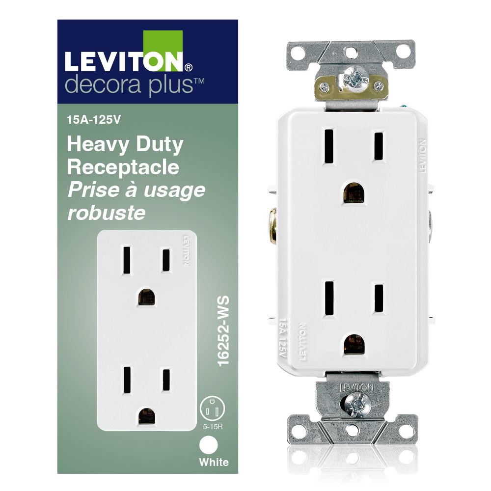 Leviton Decora Plus Duplex Receptacle Outlet , Heavy-Duty Industrial ...