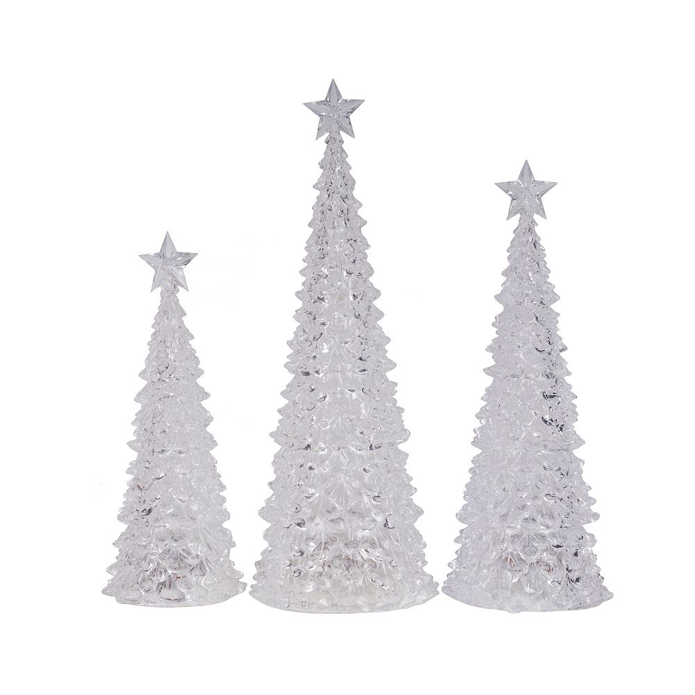 Home Accents 3 Piece Led Lit Tabletop Christmas Trees The Home Depot Canada