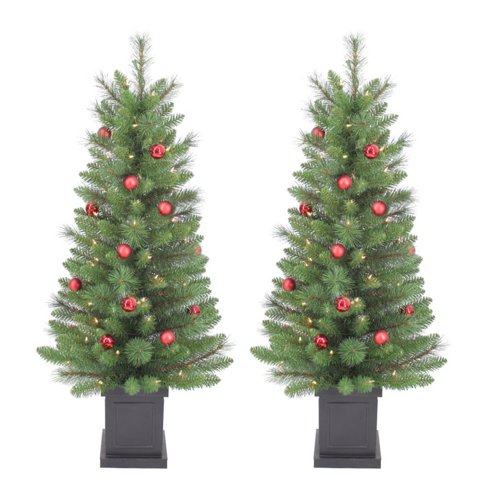 Home Accents Holiday 4 Ft. 50-Light Pre-Lit Scotch Pine Potted ...