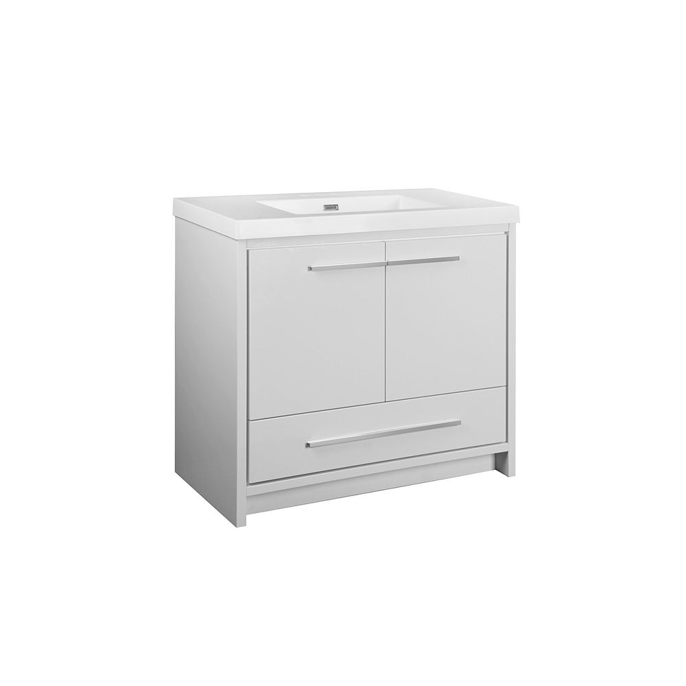 Glacier Bay Romali 36 inch Vanity with Ceramic Top in Gloss White