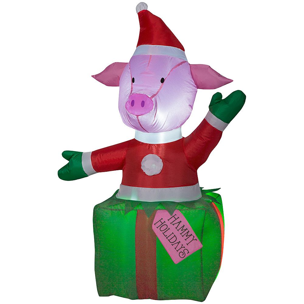 Home Accents Lighted 3 ft. Inflated Christmas Pig Decoration  The Home