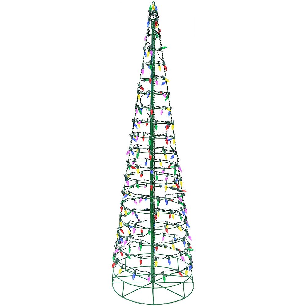 Home Accents Holiday 6 ft LED Pre-Lit Cone Tree with Star and 300 Multi