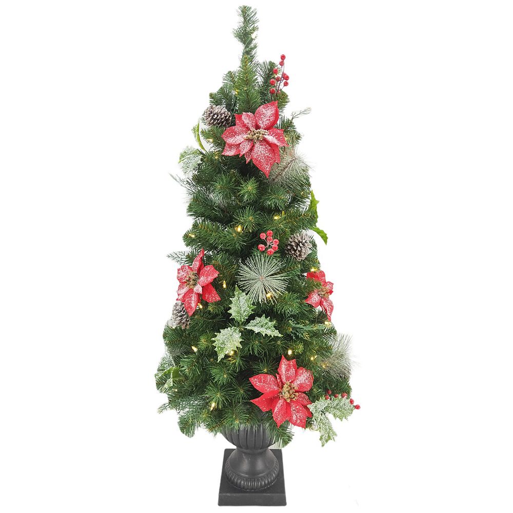 Home Accents Holiday 4 ft. 50-Light Warm White LED Pre-Lit Frosted ...