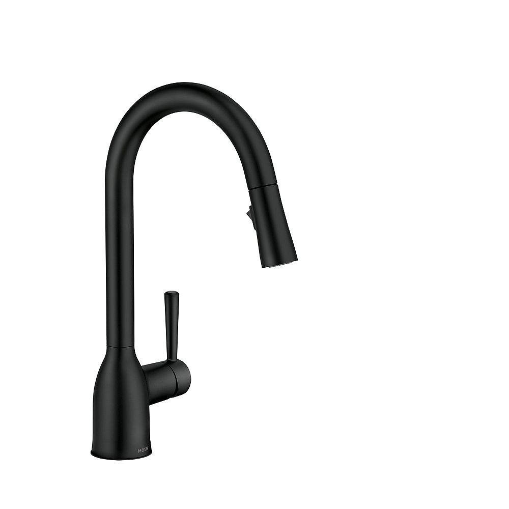 Moen Adler 1 Handle Pull Down Kitchen Faucet With Reflex In Matte Black The Home Depot Canada
