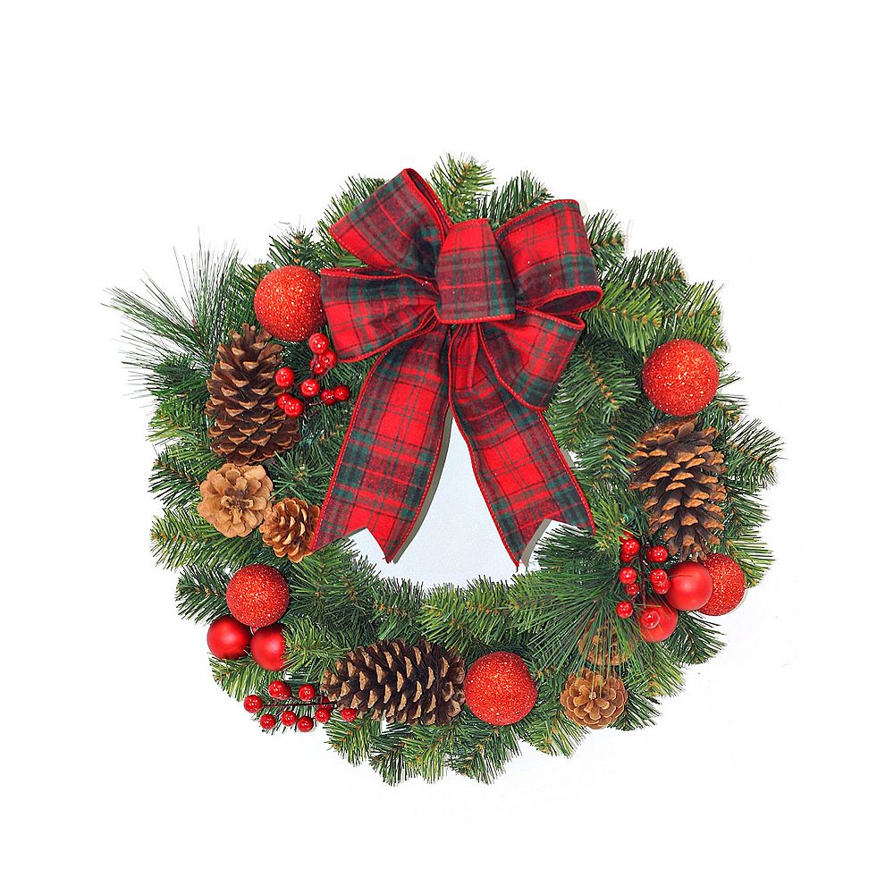 pine wreath holiday decorated inch accents depot