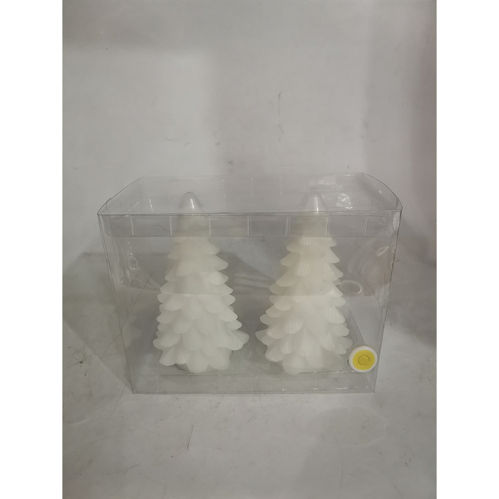 Home Accents Holiday LED Light Wax Christmas Tree Candles in White (2