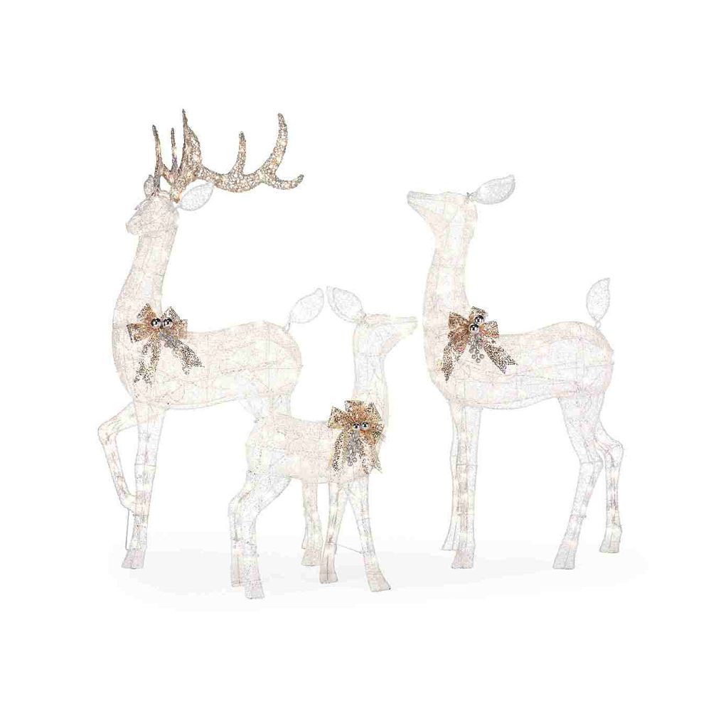 Home Accents Holiday 3Piece LED Deer Scene Christmas Decoration The