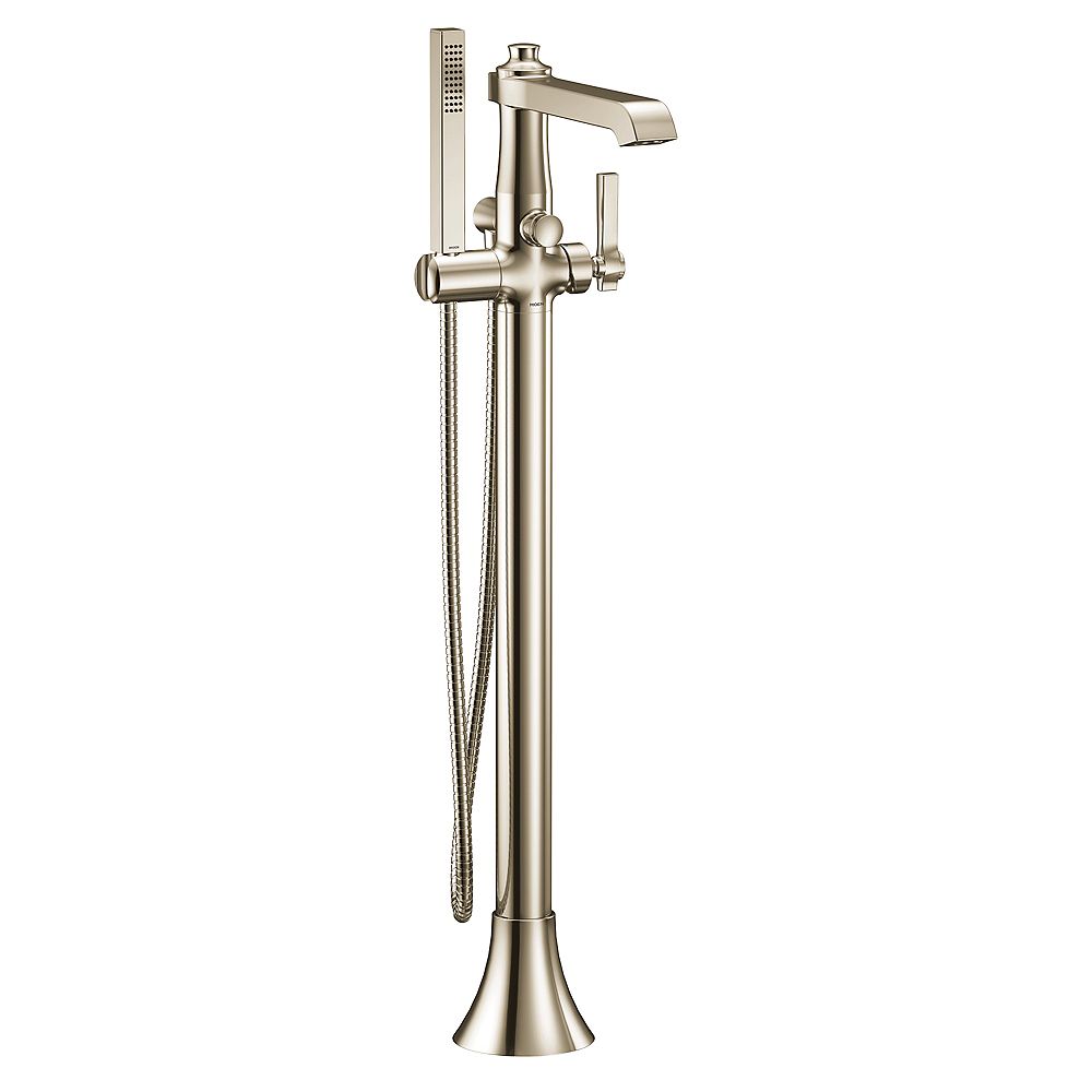 MOEN Flara 1H Floor Mount Bath Filler with Hand Shower in Polished
