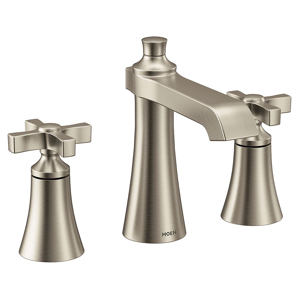 Moen Flara 8 Inch Widespread 2 Handle High Arc Bathroom Faucet In Brushed Nickel Valve So The Home Depot Canada