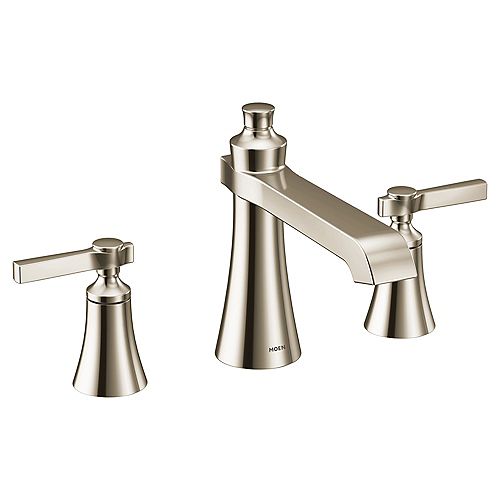 MOEN Flara 2-H Deck-Mount Roman Tub Faucet with Lever Handles in Polished Nickel (Valve Sold Separately)