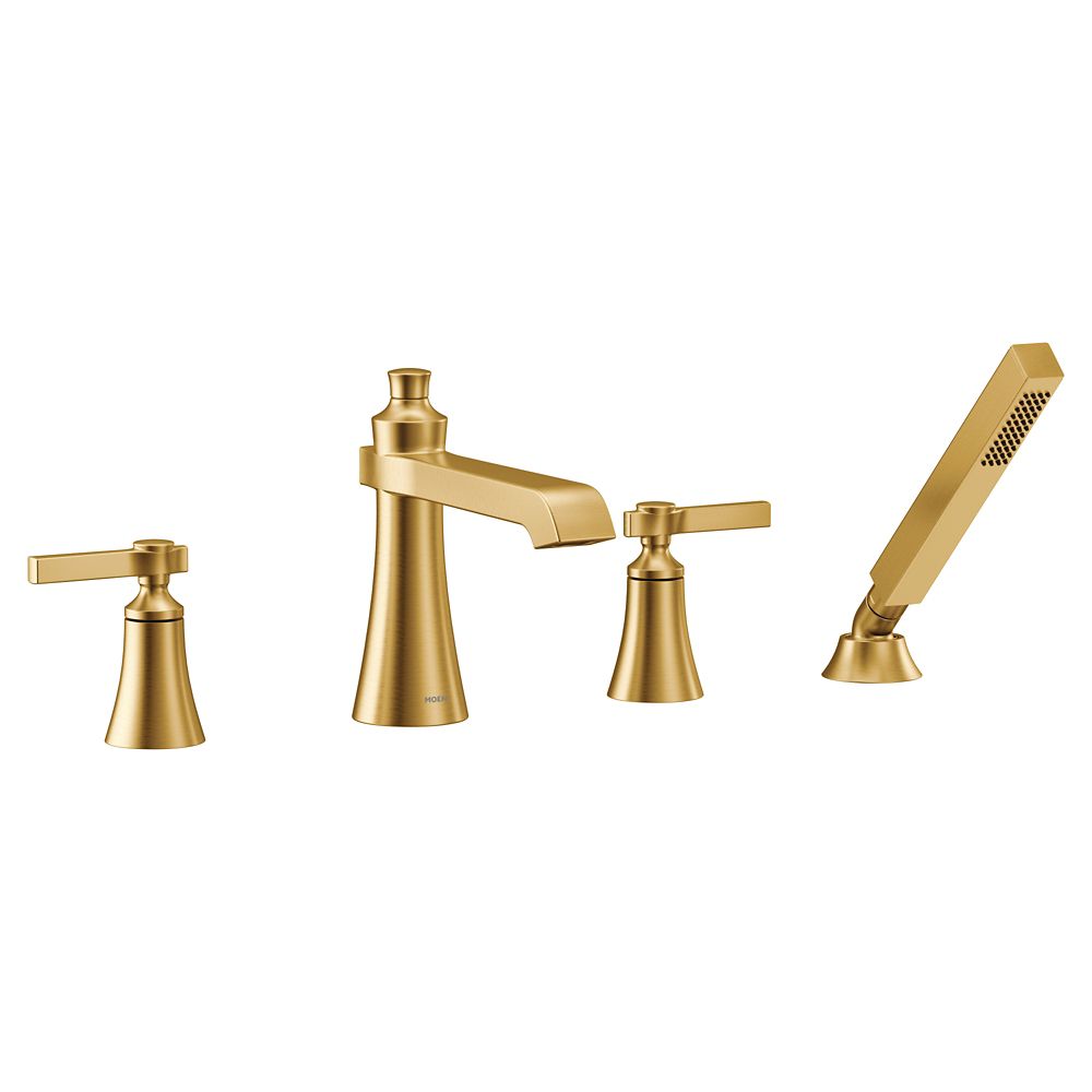 MOEN Flara 2H DeckMount Roman Tub Faucet with Handshower in Brushed