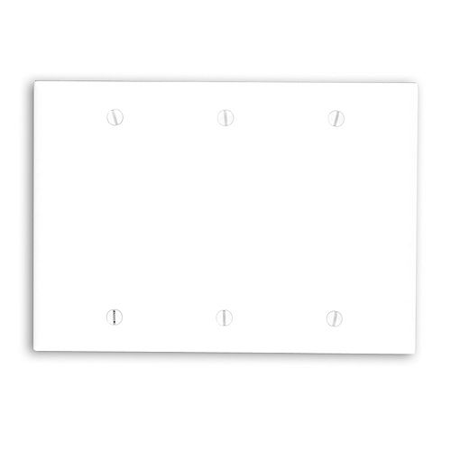 Wallplate 3-Gang No Device Blank, Standard Size, Thermoset, Box Mount - White