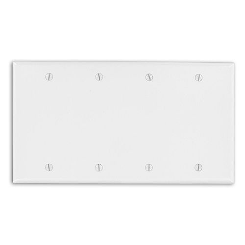 Wallplate 4-Gang No Device Blank, Standard Size, Thermoset, Box Mount - White