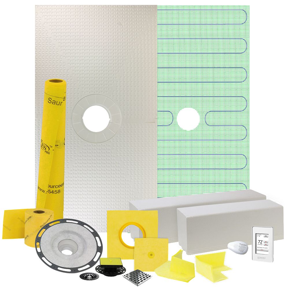 WarmlyYours Pro GEN II 32 x 60 Floor Heating and Shower Waterproofing Kit with Offset Drai