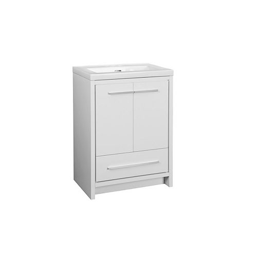 Romali 24-inch Vanity with Ceramic Top in Gloss White Finish