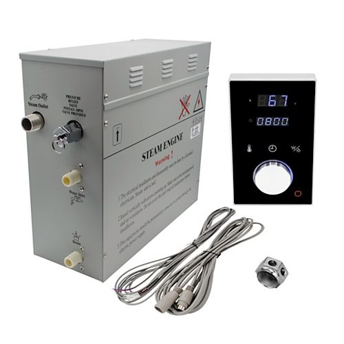 Superior 6 kW Deluxe Self-Draining Steam Bath Generator with Digital Programmable Control in Black