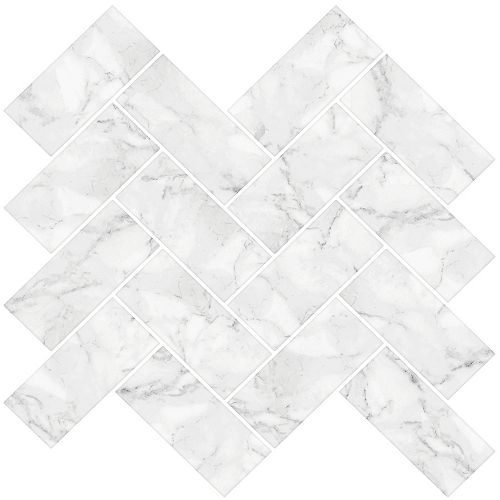 Herringbone Carrara Peel & Stick Backsplash Tiles