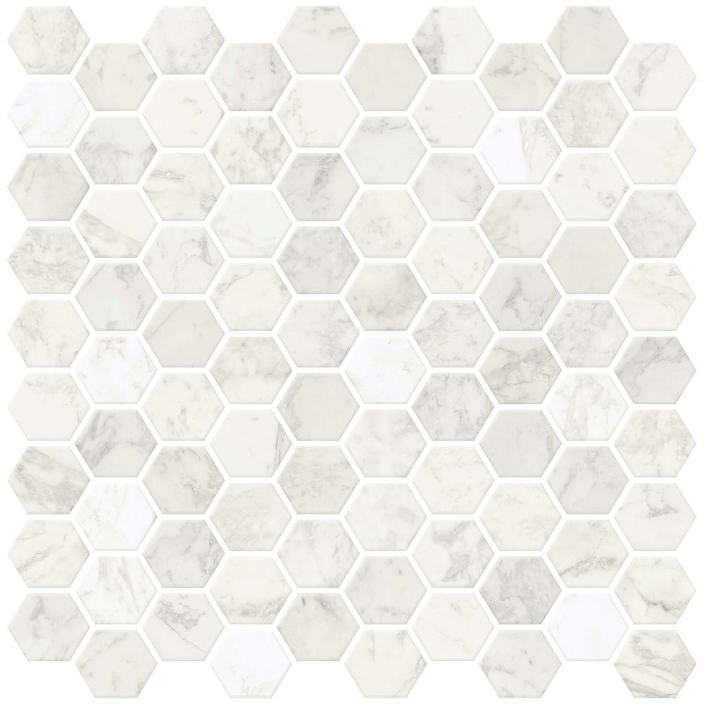 Inhome Hexagon Marble Peel Stick Backsplash Tiles The Home Depot Canada
