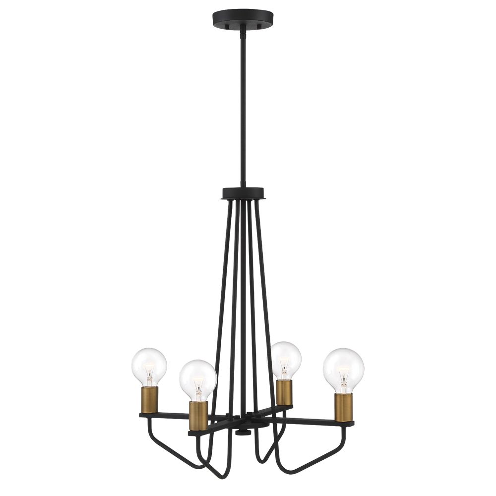 Acclaim Lighting IN11017RB Peyton Indoor 4-Light Chandelier with Crystal Bobeches 17.75 x 19 x 17.75 Raw Brass 17.75 x 19 x 17.75