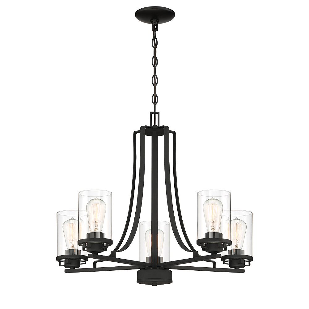 Designers Fountain Jedrek 5-Light Black Chandelier with Clear Glass ...