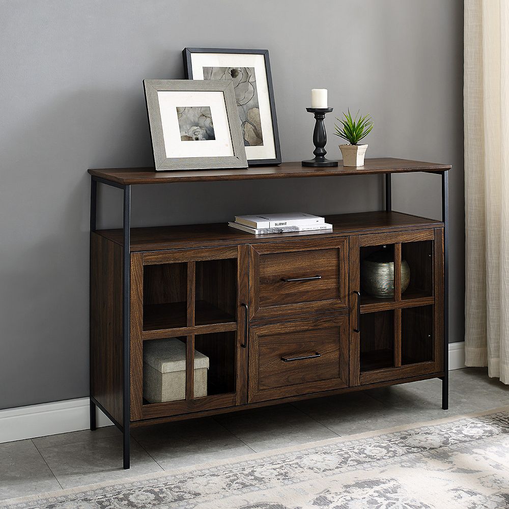 Welwick Designs Industrial 3Door Buffet and Storage Console Dark