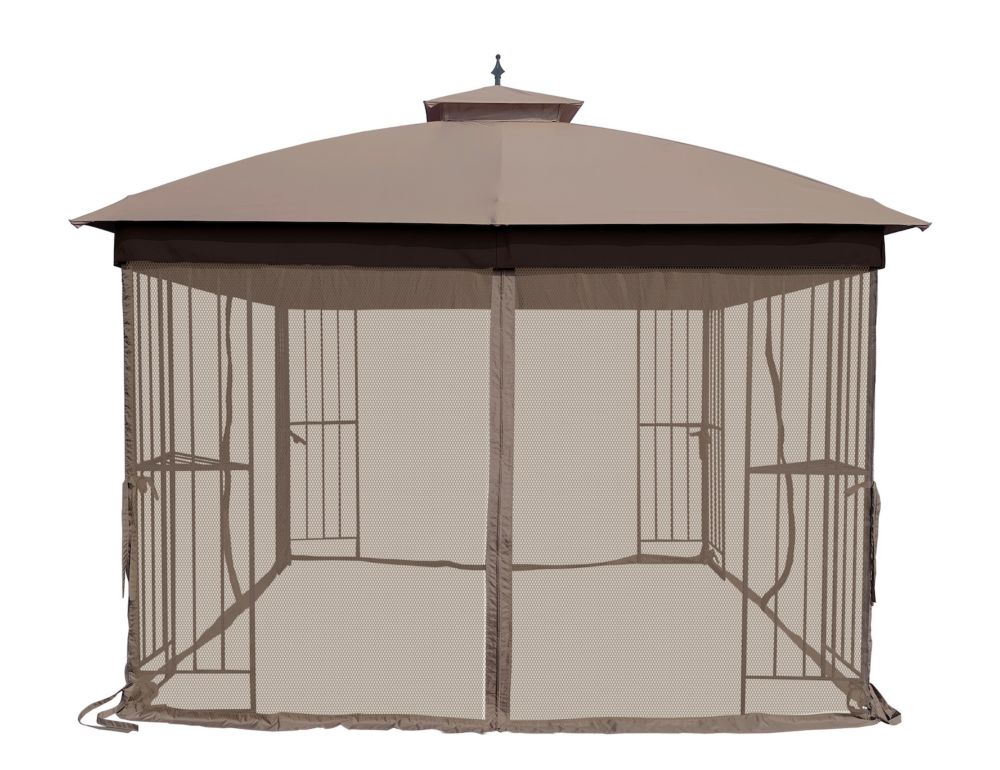 Apex Garden Universal 10' x 10' Mosquito Netting for Gazebo Replacement Tan The Home Depot