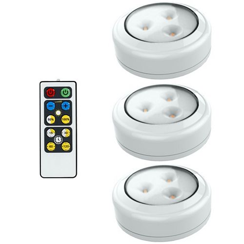 Wireless LED Puck Light 3 Pack With Remote