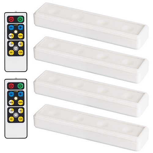 Wireless LED Under Cabinet Light 4 Pack With 2 Remotes