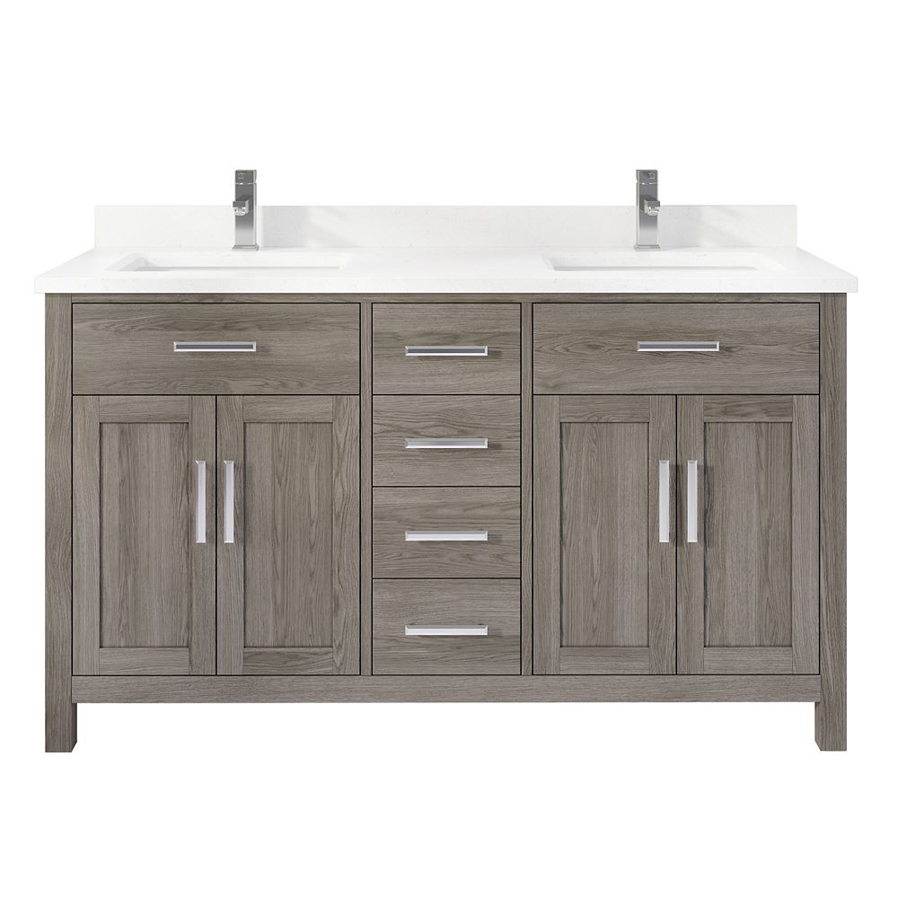 Art Bathe Kali 60 Inch W X 22 Inch D Grey Vanity With White Stone Top With White Sink And The Home Depot Canada