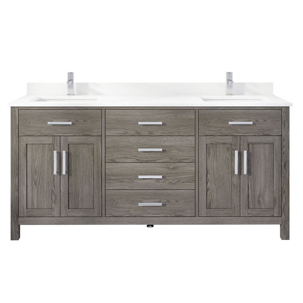 Art Bathe Kali 72 Inch W X 22 Inch D Grey Vanity With White Stone Top With White Sink And The Home Depot Canada