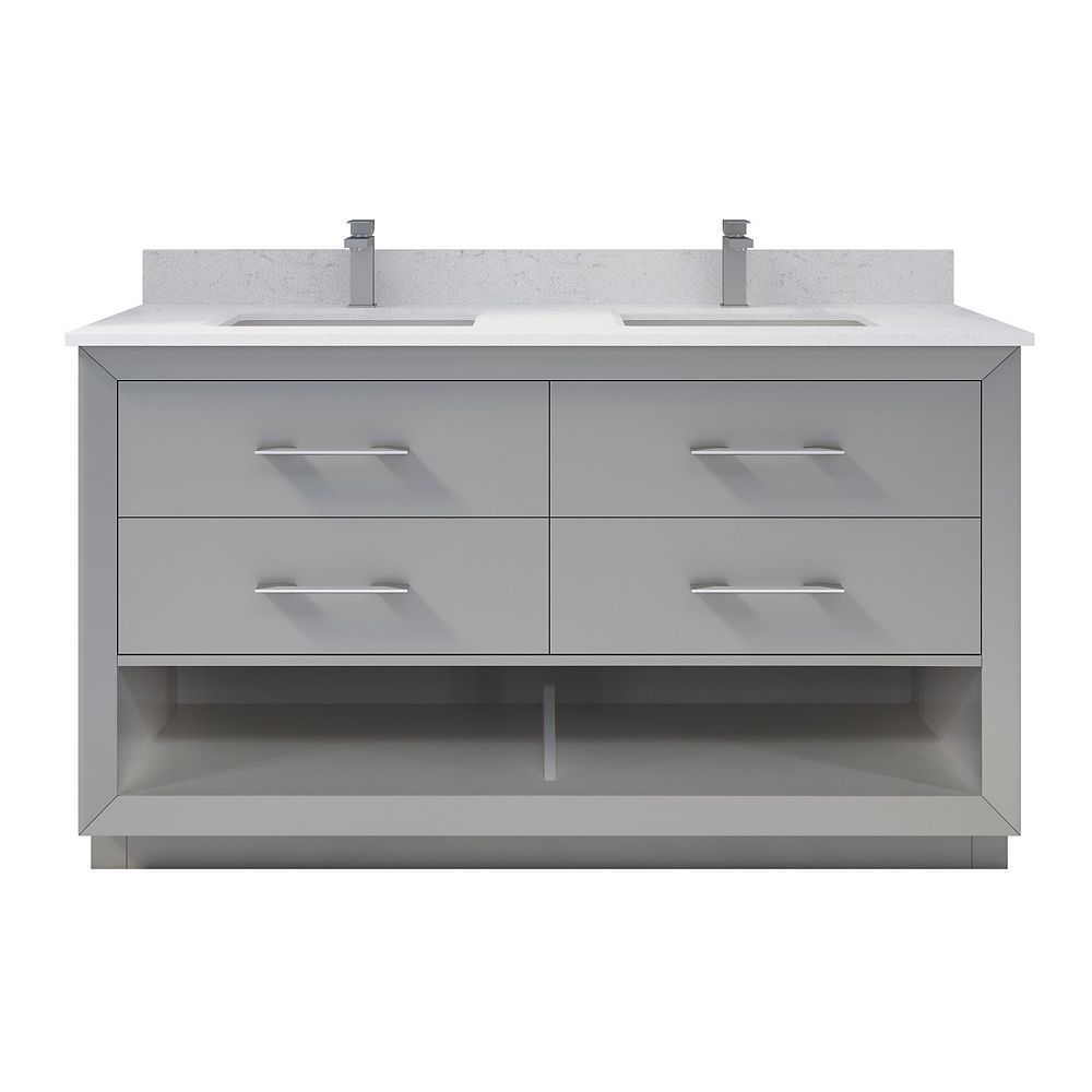 Art Bathe Rio Ii 60 Inch W X 22 Inch D Gray Vanity With White Stone Top With White Sink Wi The Home Depot Canada