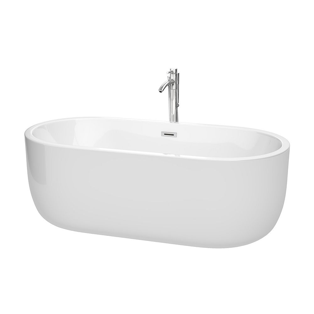Wyndham Collection Juliette 67 inch Freestanding Bathtub in White with