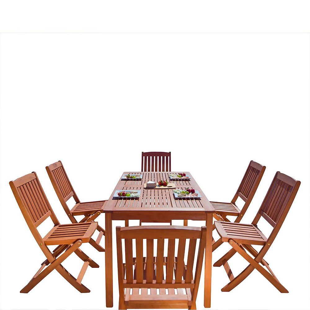 Vifah Malibu Brown 7piece Wood Patio Dining Set The Home Depot Canada