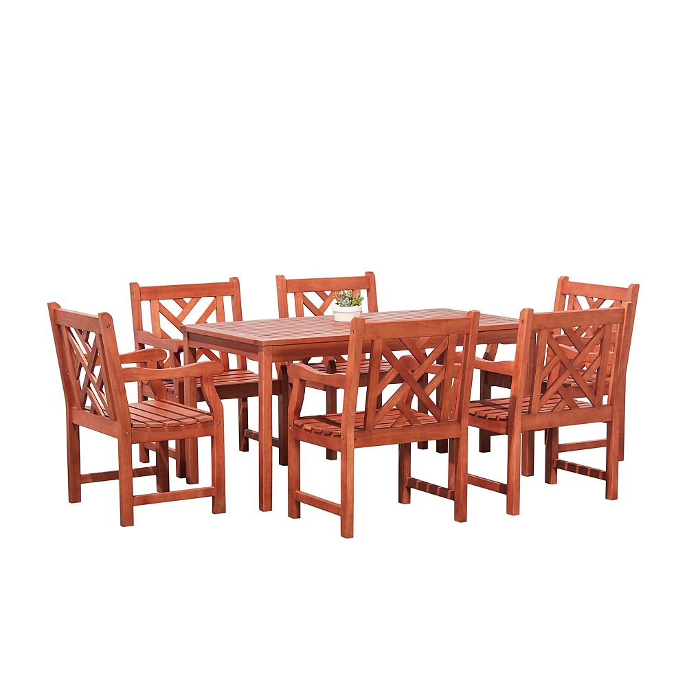 Vifah Malibu Brown 7piece Wood Patio Dining Set The Home Depot Canada
