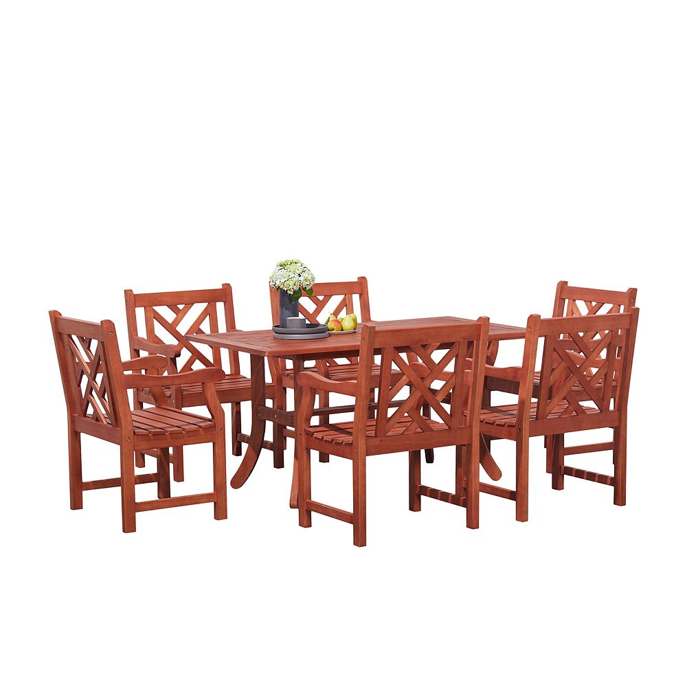 Vifah Malibu Brown 7-piece Wood Patio Dining Set | The ...