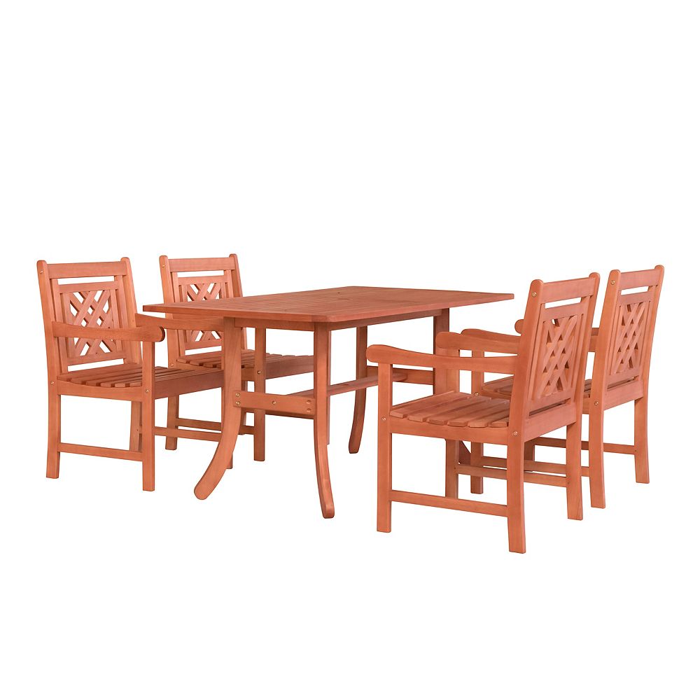 Vifah Malibu Brown 5piece Wood Patio Dining Set The Home Depot Canada