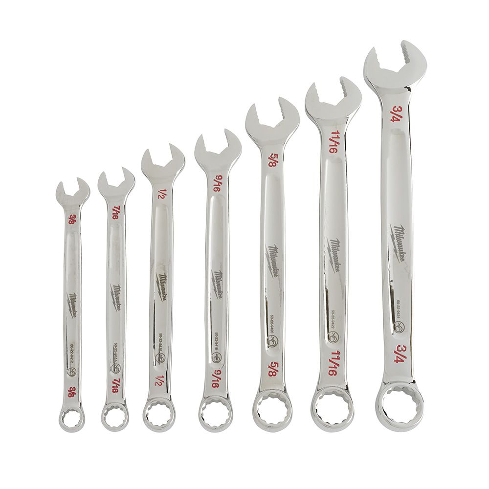 Milwaukee Tool Combination SAE Wrench Mechanics Tool Set (7-Piece ...