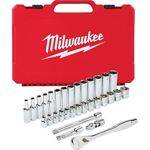 3/8 -inch Drive Metric Ratchet and Socket Mechanics Tool Set (32-Piece)