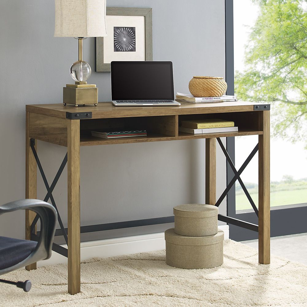 Welwick Designs Modern Farmhouse Computer Desk with Shelves - Reclaimed ...