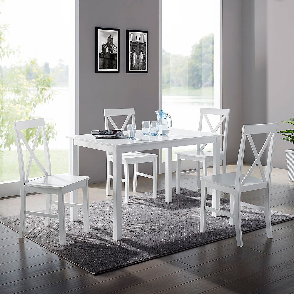 4 Person Modern Farmhouse Dining Table, White Farmhouse Dining Room Table Set