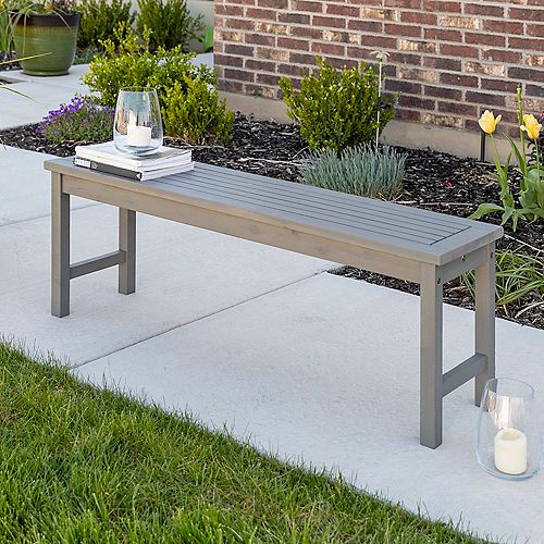 2 Person Acacia Wood Outdoor Patio Bench - Grey Wash