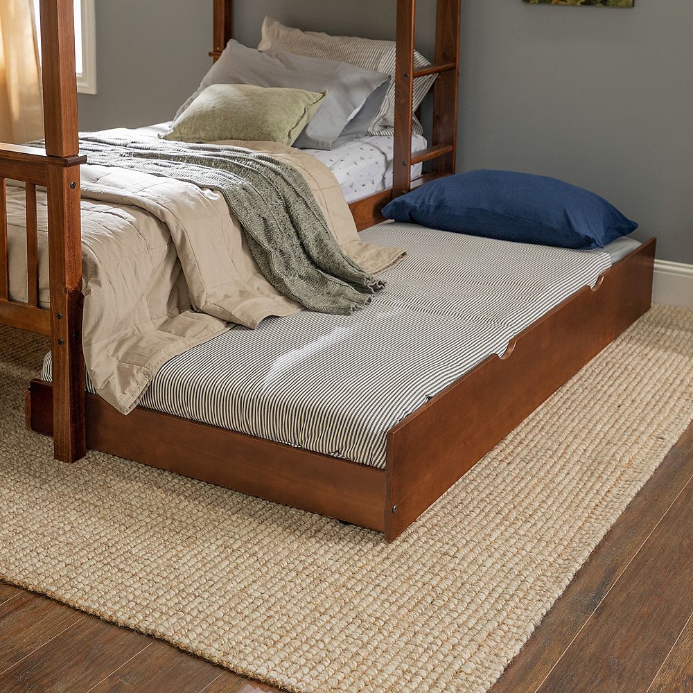 Solid Wood Twin Trundle Bed Frame, Space Saver Twin Bed Frames