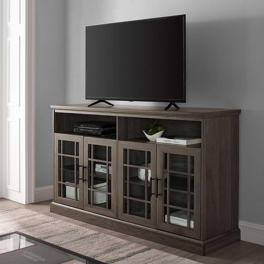 Welwick Designs Classic Glass Door TV Console with Storage for