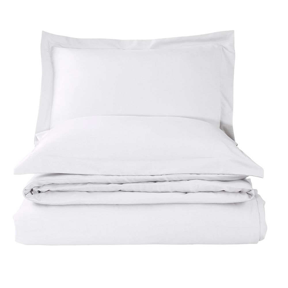 CHC Solid Duvet Cover Set White Queen The Home Depot Canada