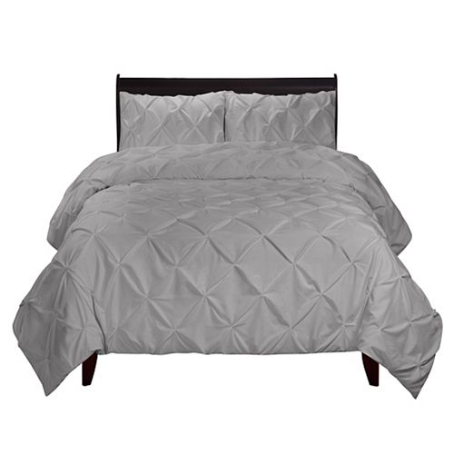 Pintuck Comforter Set Grey Queen