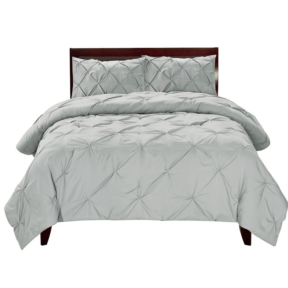 Chc Pintuck Comforter Set Silver Twin The Home Depot Canada