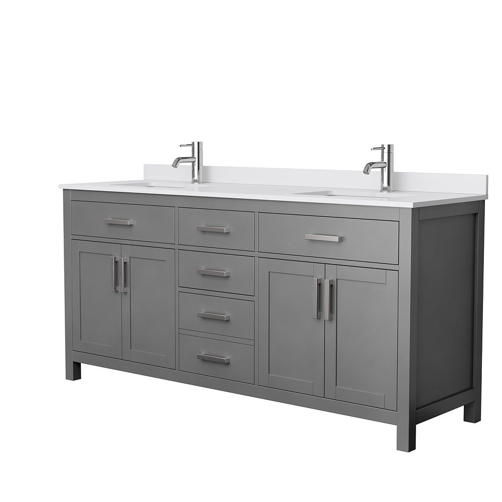Wyndham Collection Beckett 72 Inch Double Vanity In Dark Gray White Cultured Marble Top The Home Depot Canada Wyndham Collection Beckett 72 Inch, 72 In Vanity No Top