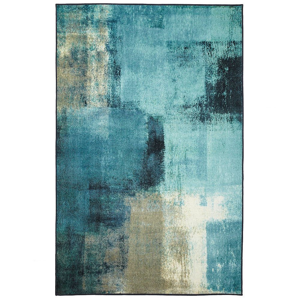 Mohawk Home Blurred Geo Aqua 8 ft. x 10 ft. Indoor Area Rug The Home