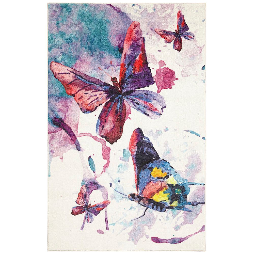 Mohawk Home Watercolor Butterflies Purple 5 Ft X 8 Ft Indoor Area Rug The Home Depot Canada